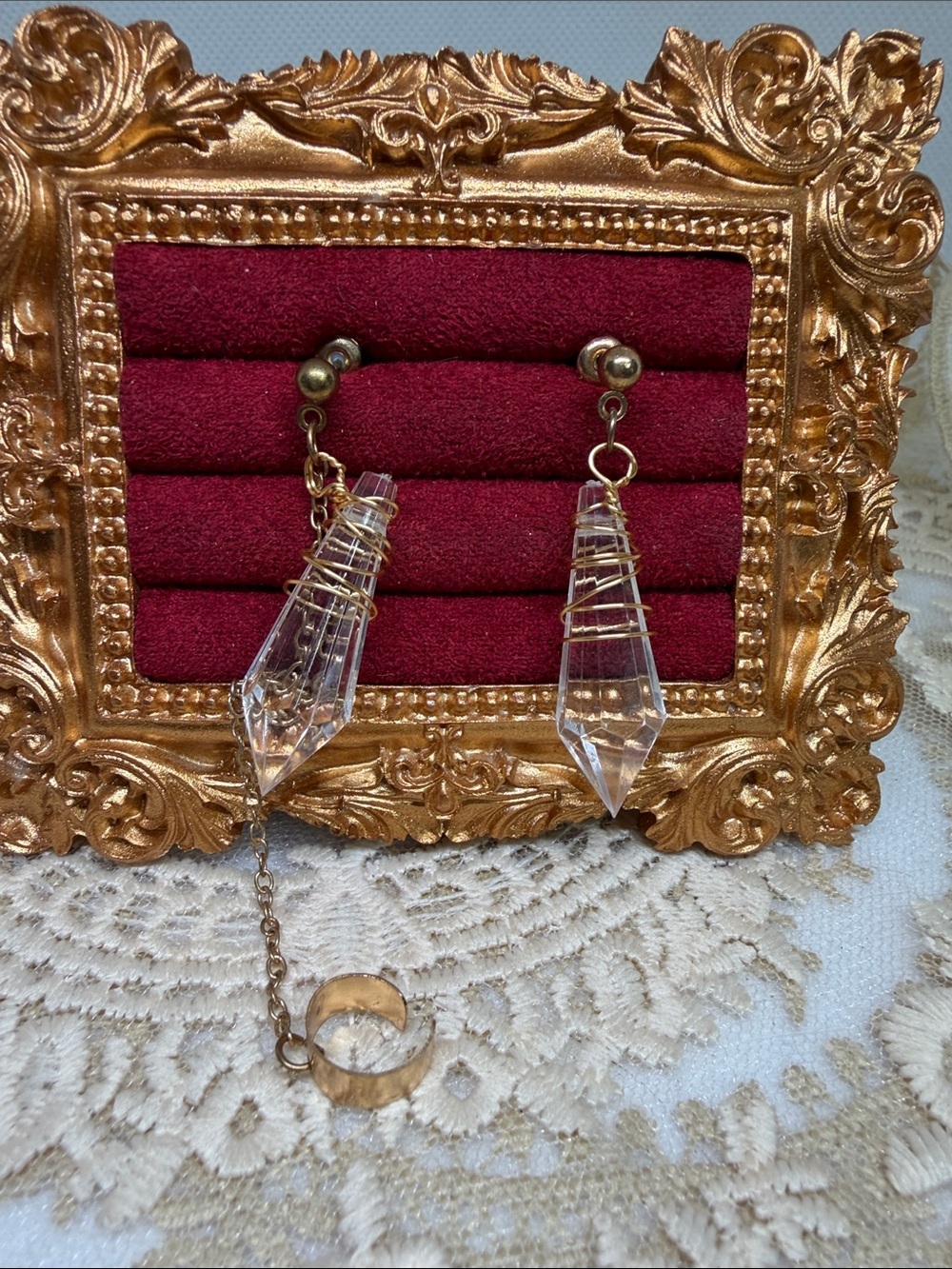 Vintage Y2K Hot Topic Crystal Point Ear Cuff Earrings Mall Goth Cottagecore